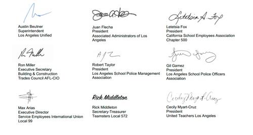 Labor leaders signatures 